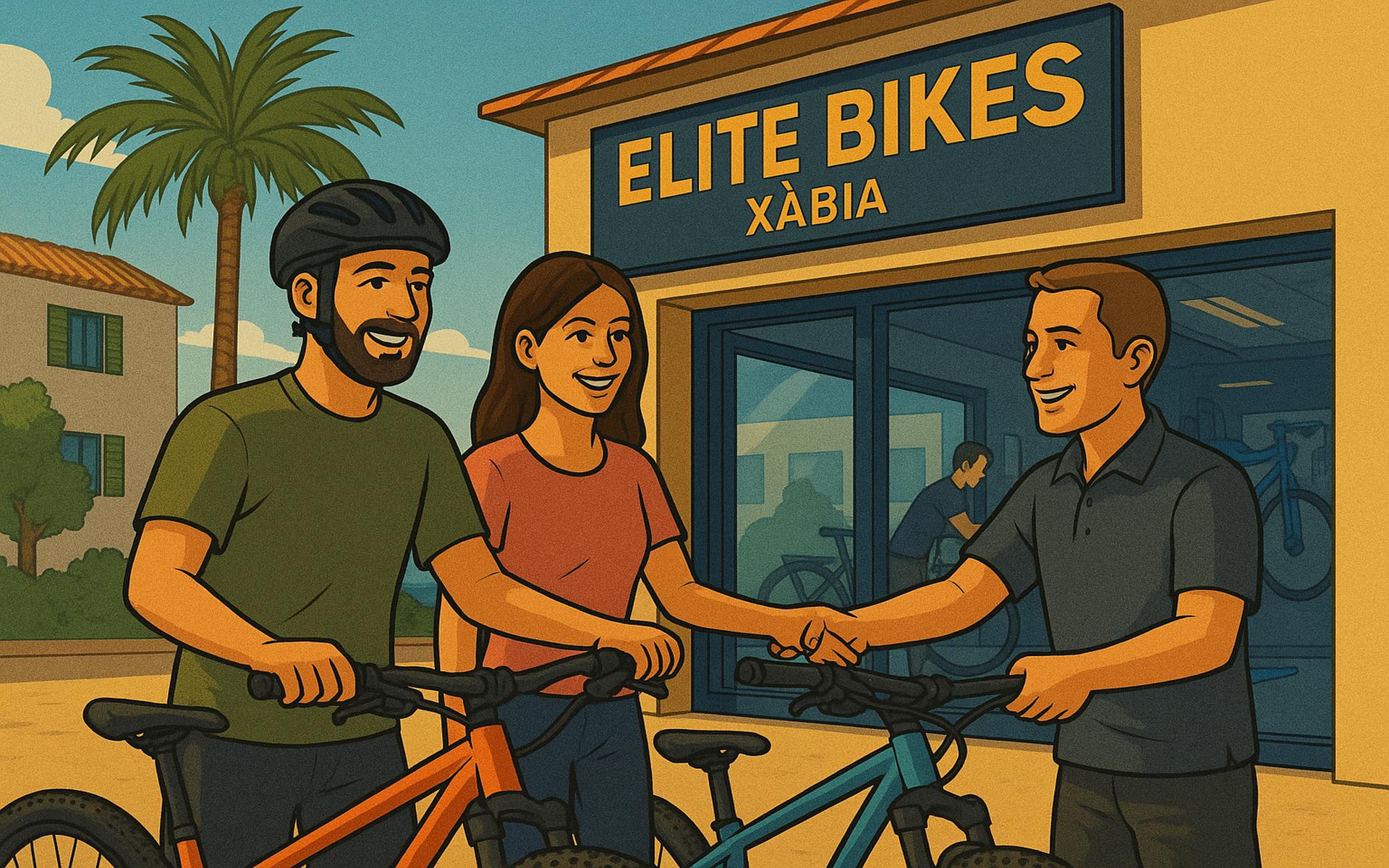 Rental bikes ready for collection at Elite Bikes Jávea